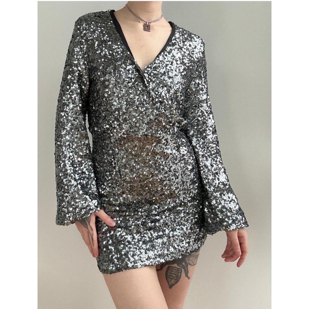 Sequin V-Neck Dress